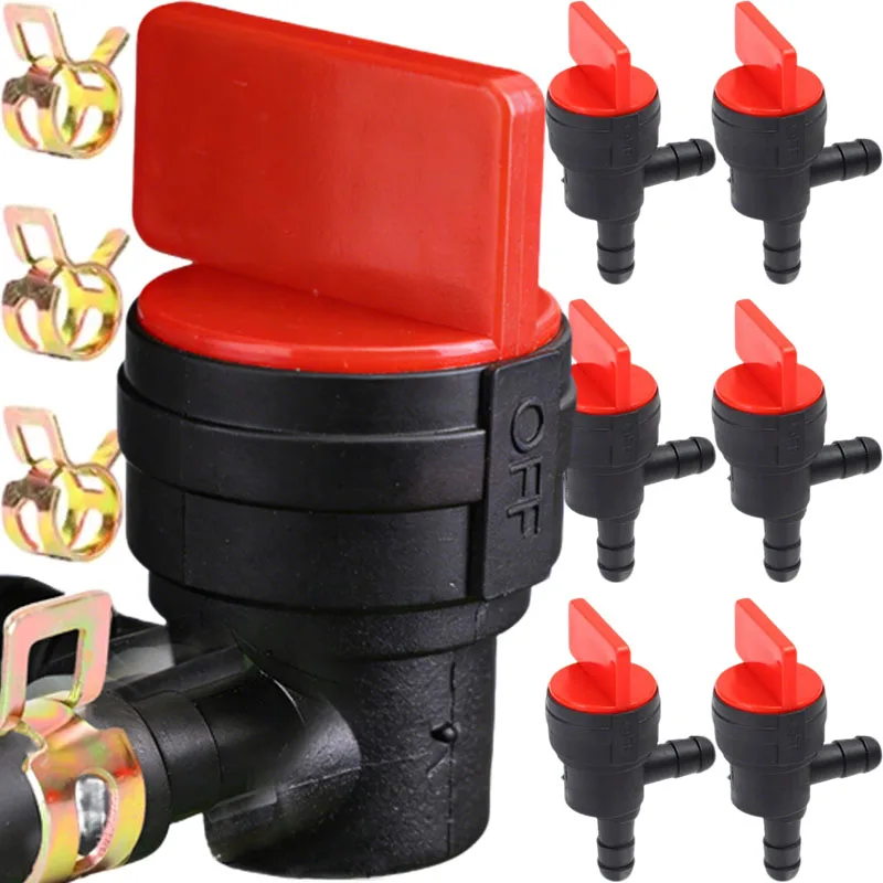 

90/180° Universal Lawn Mower Petrol Tap Fuel Shut Cut Off Valve with Metal Clamps Diesel Throttle Switch Valve Hose Garden Tools
