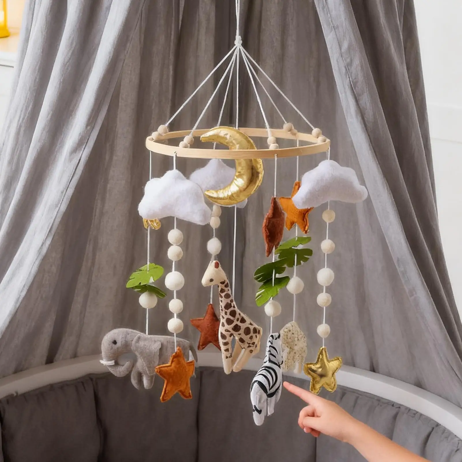 طفل قوس خشبي جرس السرير 0 6 أشهر لعبة قوس الملحقات دعامة تعليق لينة المحمول على السرير غرفة الطفل الديكور سرير #3