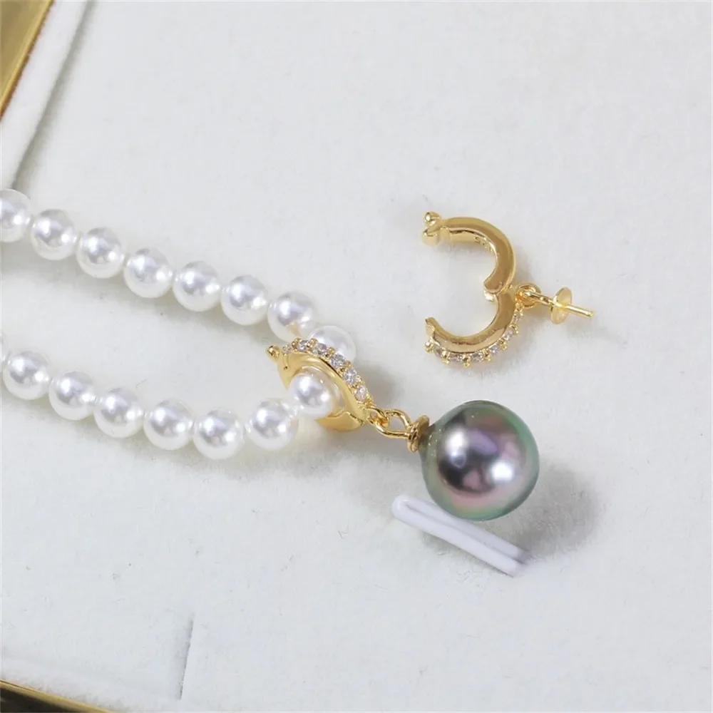 S925 Sterling Silver Pearl Pendant Setting, DIY Empty Bezel Cup Jewelry Supplies for Craft Making, Hollow Prong Pendant Findings