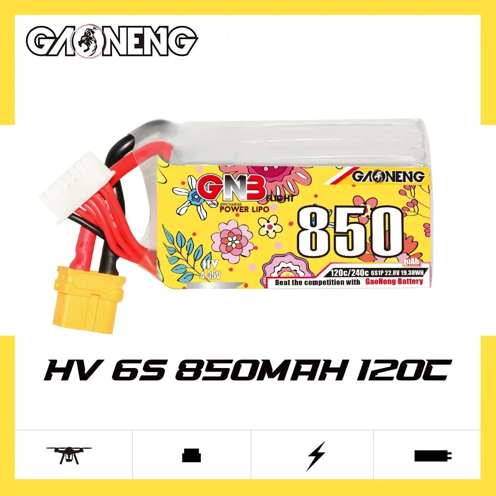 GNB 650mAh 850mAh 6S 120C XT30 XT60 LiPo Battery For Brushless Drones Propeller FPV Cine Whoop Cinelog Cinewhoop UAV Quadcopter