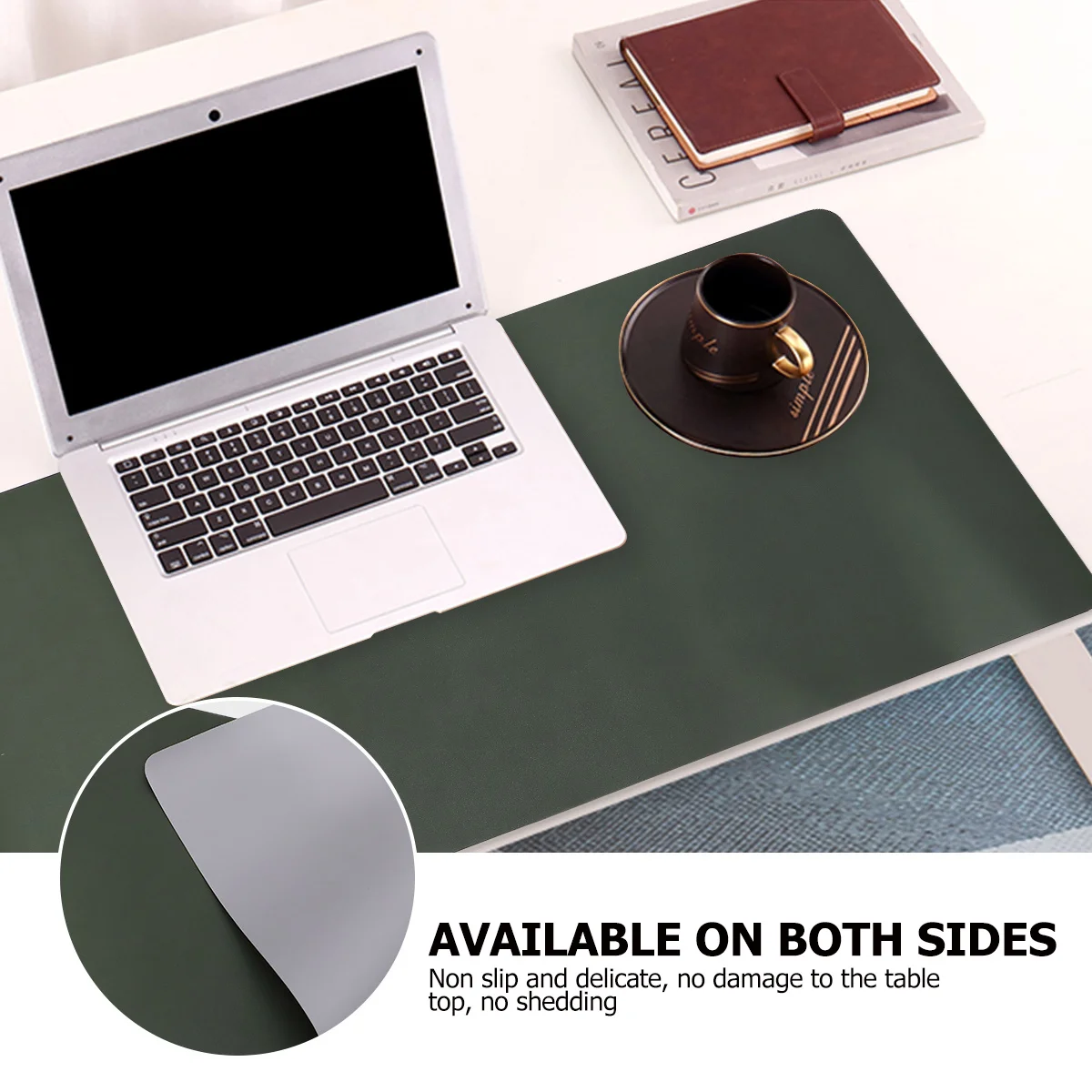 

PU Double-Sided Mouse Pad Dark Green Grey Large Gaming Mouse Mat Laptop Desktop Office Accessories