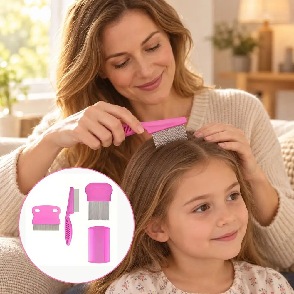 4Pcs Professional Lice & White Hair Removal Comb Set Multi-Purpose Fine Tooth Anti Dandruff Hair Comb Fine Teeth Nit Comb 2026