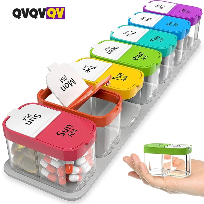 1PCS Extra Large Weekly Pill Organizer 2 Times A Day, Pill Box 7 Day Am Pm to Hold Daily Vitamin and Supplements for Elders