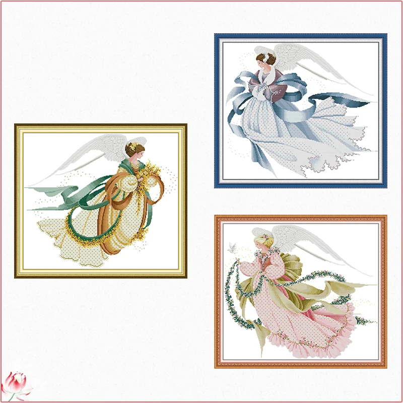 

Angel Beauty Series Print Counted Cross Stitch Kits Handmade Embroidery Kit Aida 14CT 11CT Canvas Fabric Sewing Set Home Deco