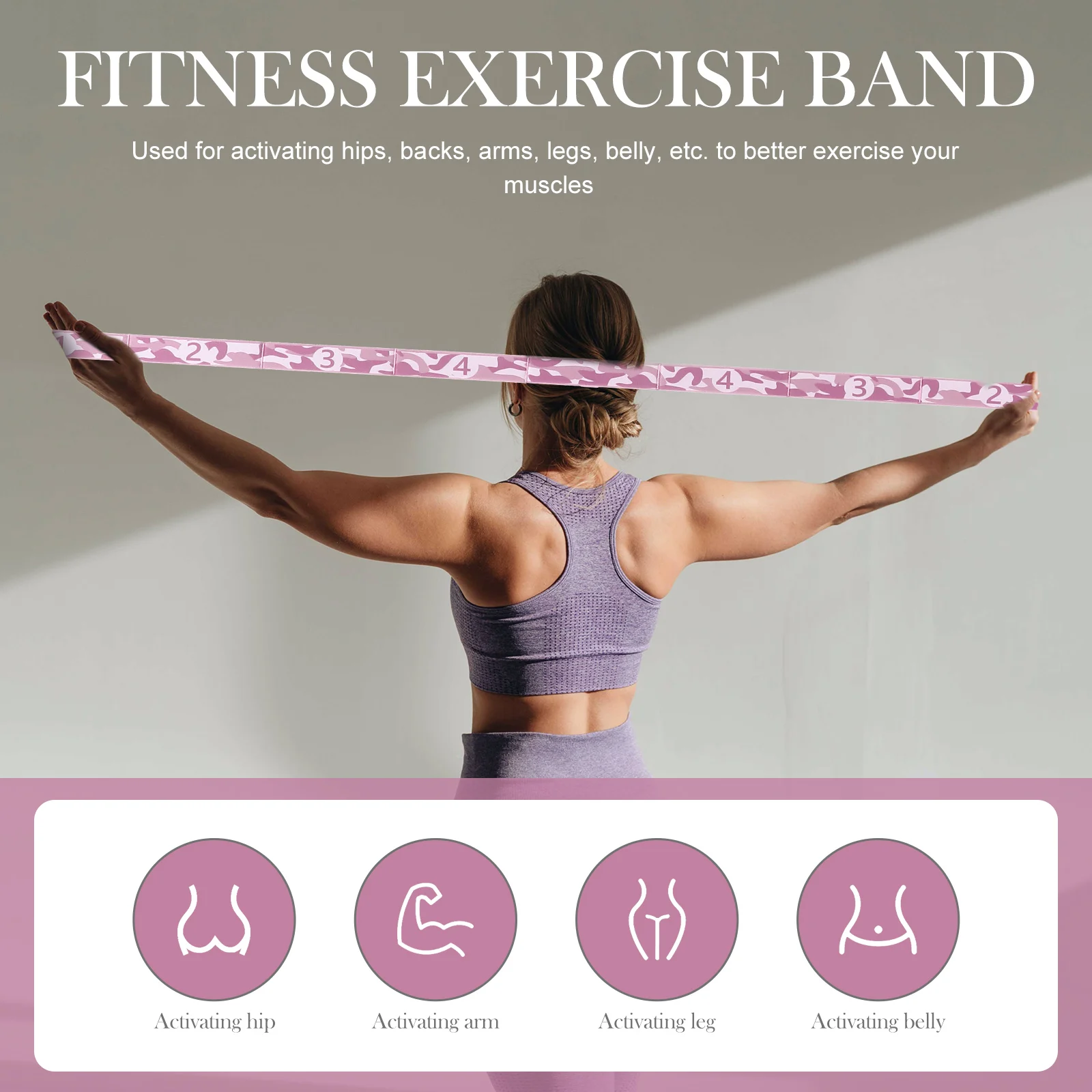 Banda de estiramiento de Yoga portátil, bandas elásticas de resistencia para Fitness, bandas de tensión para caderas, espalda, brazos, piernas, luz elástica duradera fuerte