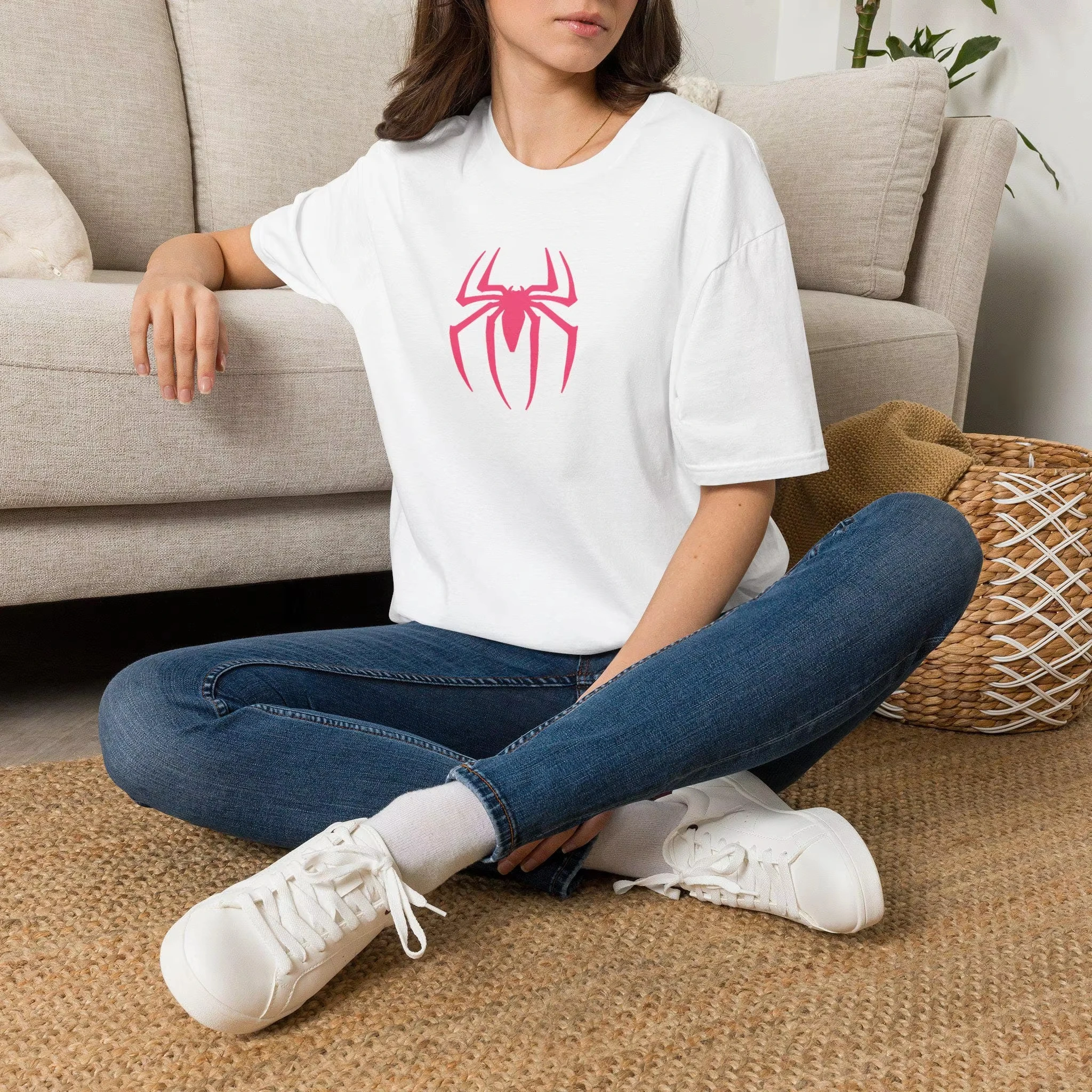 2026 Spider Logo Matching Couple Graphic Tee Cotton Mens Womens T-Shirt Vintage Streetwear