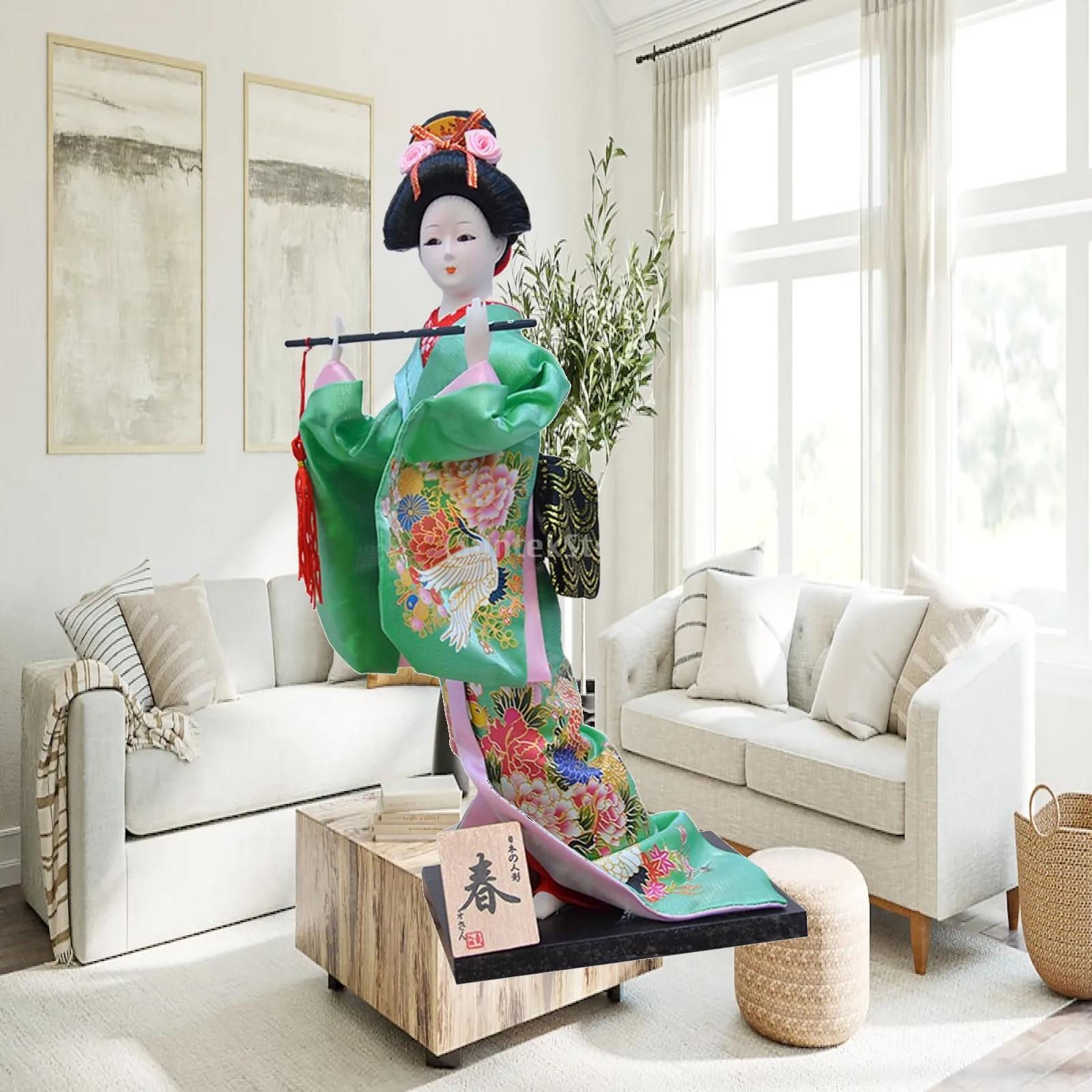 30cm Japanese Kimono Geisha Doll Traditional Statue Folk Ethnic Decoration,Miniature Asian Kabuki Figurine for Store,Birthday