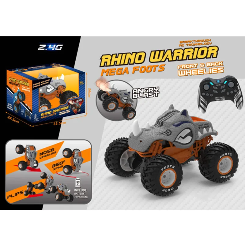 IQOEM-904 1:10 2.4 GHz All-Terrain Monster Truck Remote Standing Stunt Car RC Car Spray Function Boys & Girls Gift Toys view 6