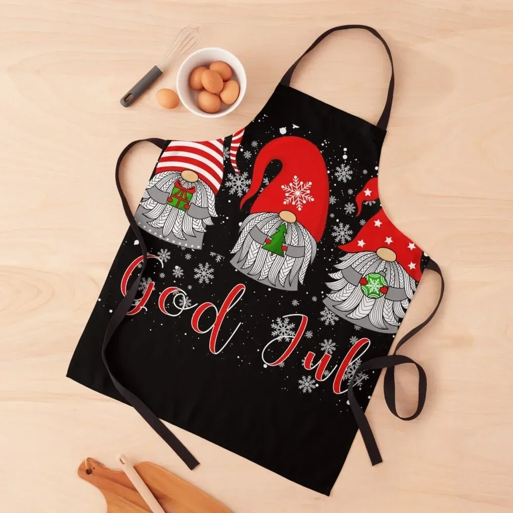 

Scandinavian Gnomes God Jul Tomte Swedish Christmas Nordic Shirt Apron with personal logo restaurant accessories waiter Apron