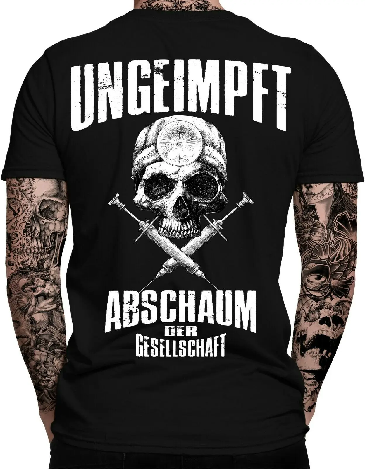 

UNGEIMPFT Abschaum Der фассафт ФУТБОЛКА | Impfgeнимающий | Мужские футболки с принтом по 2 сторонам из 100% хлопка, повседневные свободные футболки, размер S-3XL