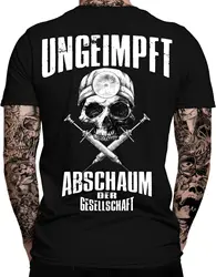 UNGEIMPFT Abschaum Der Gesellschaft Tshirt | Impfgegner | 2 sides Printed Men's 100% Cotton Casual T-shirts Loose Top Size S-3XL