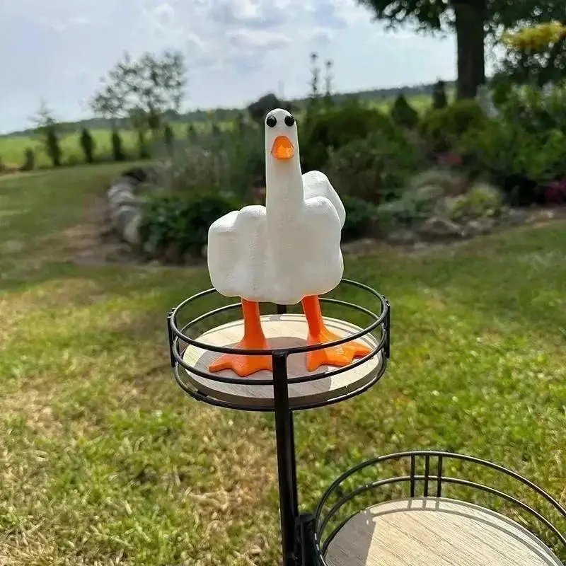 Funny Creative Duck Middle Finger Animal Gift Resin Craft Home Decoration Statue Garden Courtyard and Micro Landscape Figurines