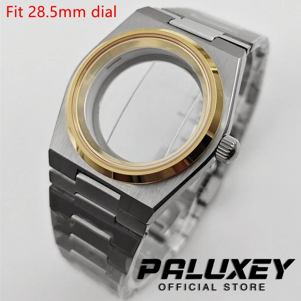 PRX NH35 40MM met zilveren ring saffierkristal gecanneleerde bezel horlogekasten onderdelen voor PRX Super Player NH34 NH35 NH36 NH38 beweging