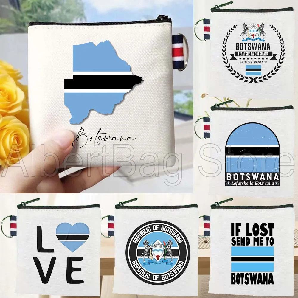 

Botswana Country Map Flag Birthday Gifts Canvas Key Coin Purse Small Square Cotton Bag Storage Card Wallets Holders Zipper Pouch