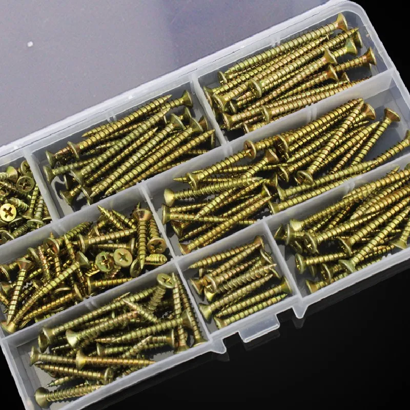 

230Pcs M3.5 M4 Wood Screw Set Cross Recessed Fiberboard Screw Zinc Plated Self Tapping Screw Countersunk Flat Head Board Screws