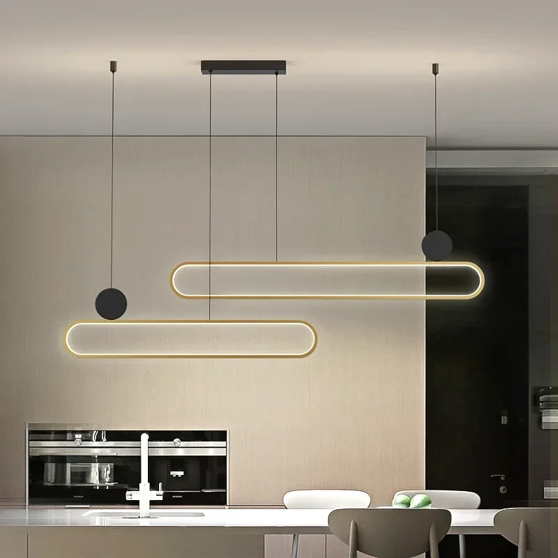 Nordic Minimalist Modern Minimalism Single Circlet Double Circle Bar Kitchen Lights Fixture Strip LED Dining Hall Pendant Light