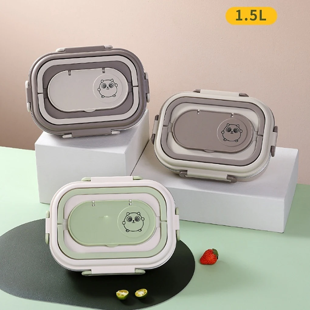 

Ланч-бокс с крышкой, металлический контейнер из нержавеющей стали для работы и школы, 5 отделений, хаки, 1500 мл