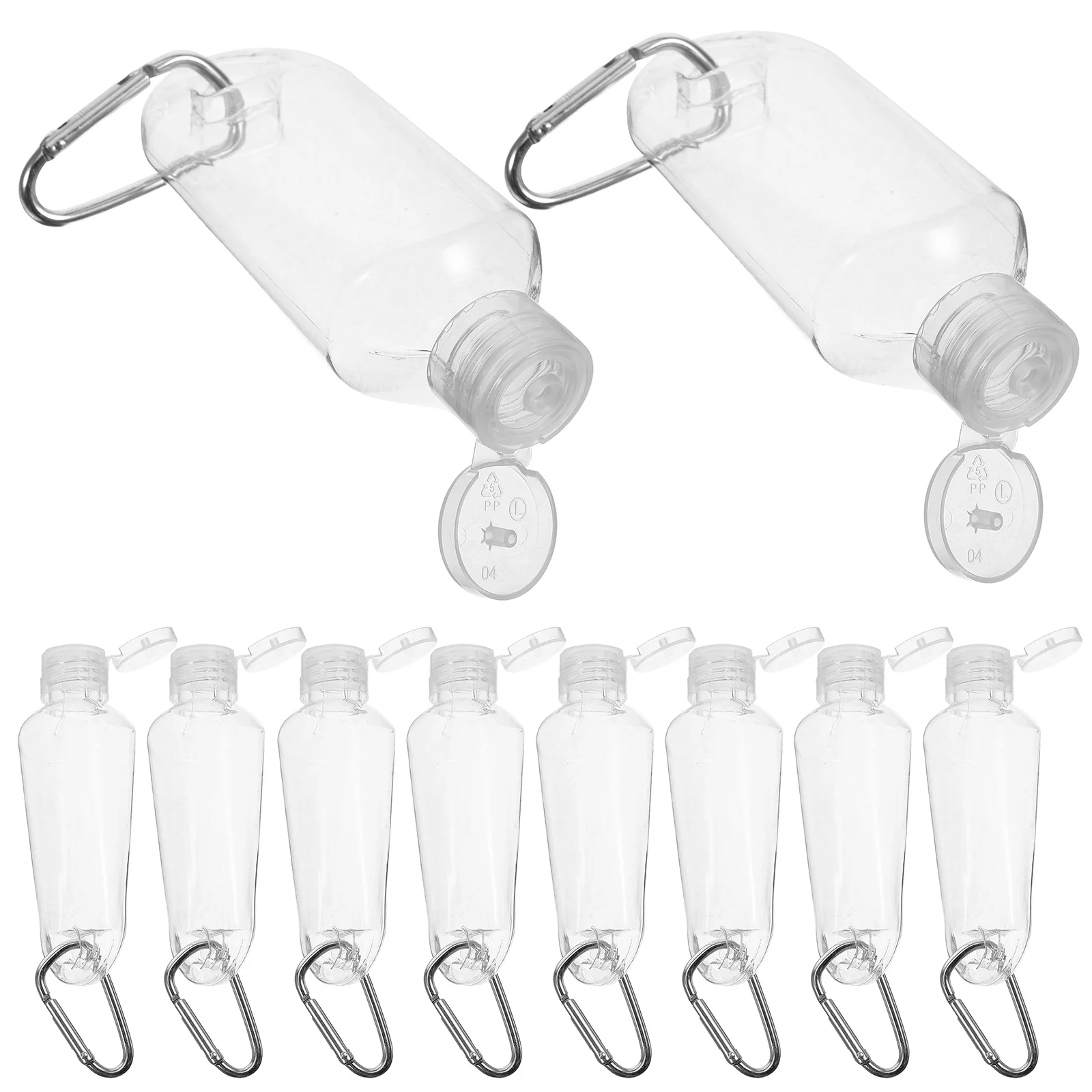 1 ensemble de bouteilles à crochet de voyage, mousqueton rechargeable, Portable, conteneur de stockage étanche, couleurs aléatoires, porte-clés vide, bouteilles en plastique
