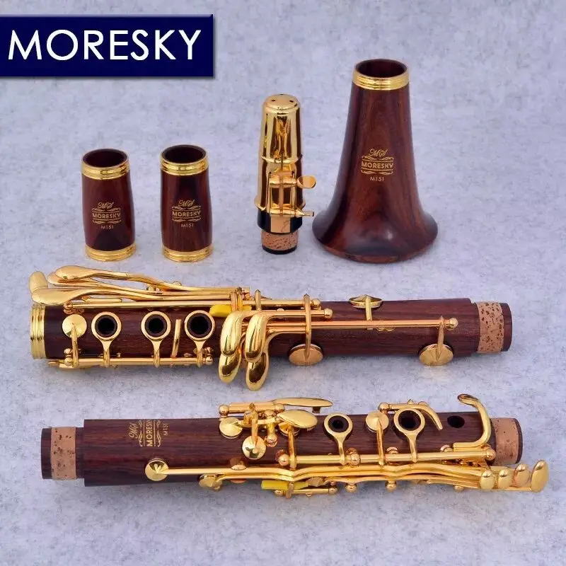 

MORESKY Red Wood Professional Clarinet Rosewood Bb Gold-plated 18 Keys M151