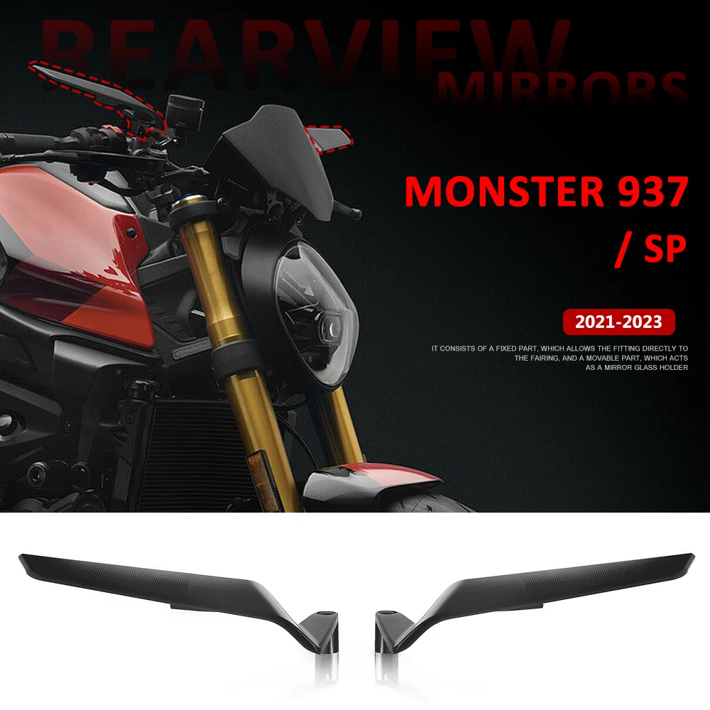 New Anti-Glare Rearview Mirror 360° Adjustable Rear View Mirror Motorcycle For Ducati Monster 937 2021 2022 2023 MONSTER 937 SP