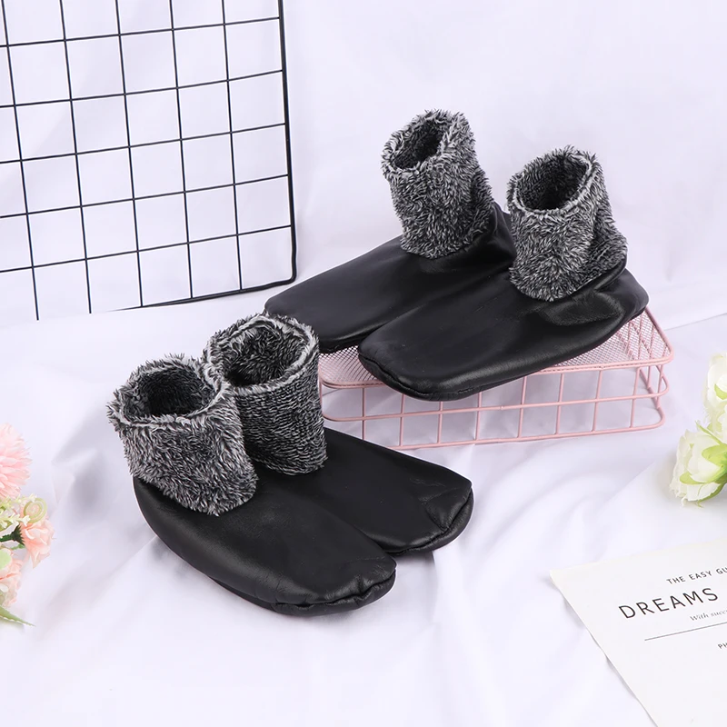 

1Pair Unisex Winter Warm PU Leather Thermal Boat Slipper Indoor Home Soft Non-Slip Socks Thickened Comfortable Middle Socks