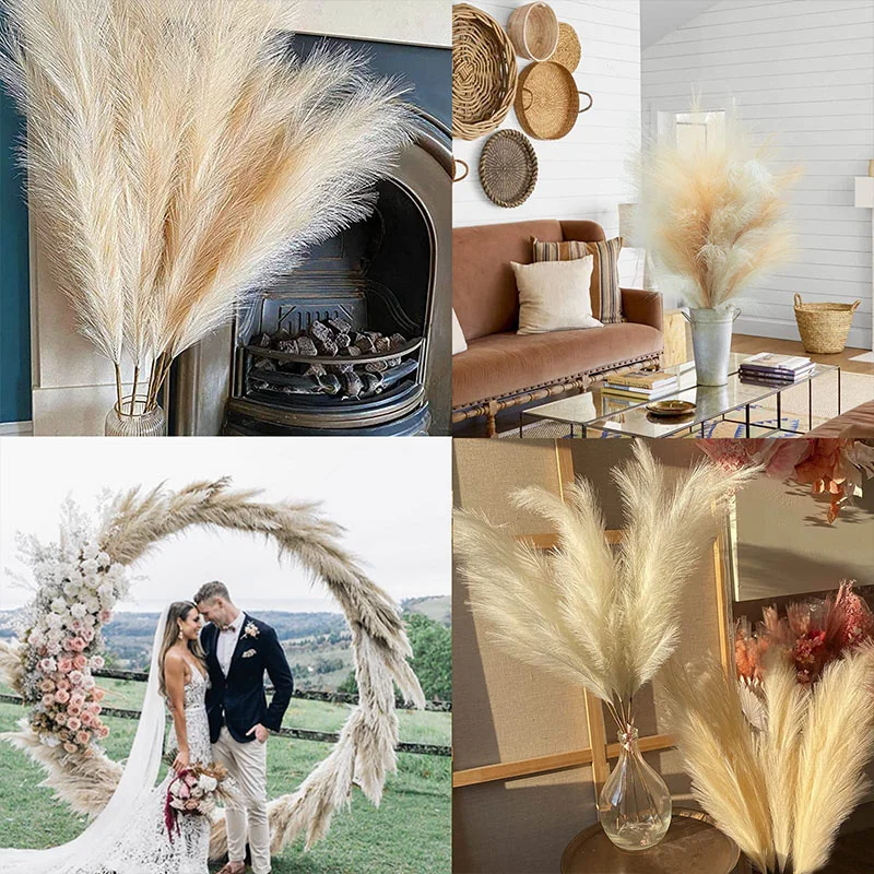 100CM Fluffy Pampas Grass Artificial Flowers Reeds Grass Wedding Party Decoration Boho Bouquet Home Table Decoration Accessories