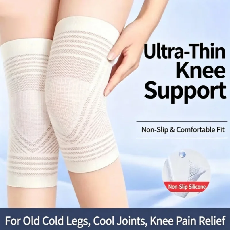 1Pair Summer Thin Warm Knee Sleeves Breathable Non-slip Compression Kneepads Joint Support Knee Brace For Air-conditioned Room