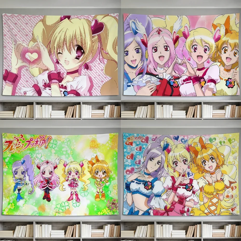 Anime Cute Moe Girl Fresh Pretty Cure C-Cure Peach Flag Room Dorm Party Hogar Living Room Wall Hanging Garden Decor Banner Gift