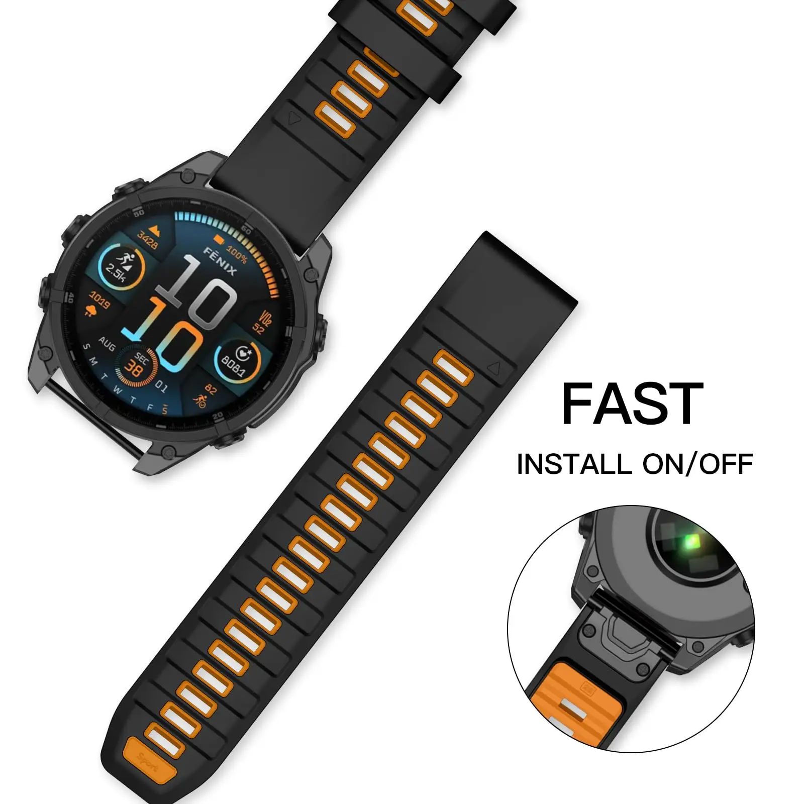 QuickFit 22 مللي متر 26 مللي متر سيليكون حزام ل Garmin Fenix 8 الرياضة الأصلي سيليكون 1:1 معصمه ل Garmin Fenix 7 7X 6X Pro 5X Ban #4