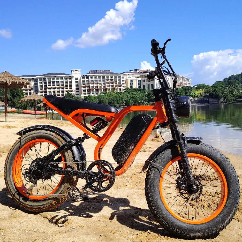 Bluvall K8 Steel Electric Hybrid Mountain City Bike 20" Wheels 1000W 48V 16Ah Battery Dual Suspension Hydraulic Disc Brakes