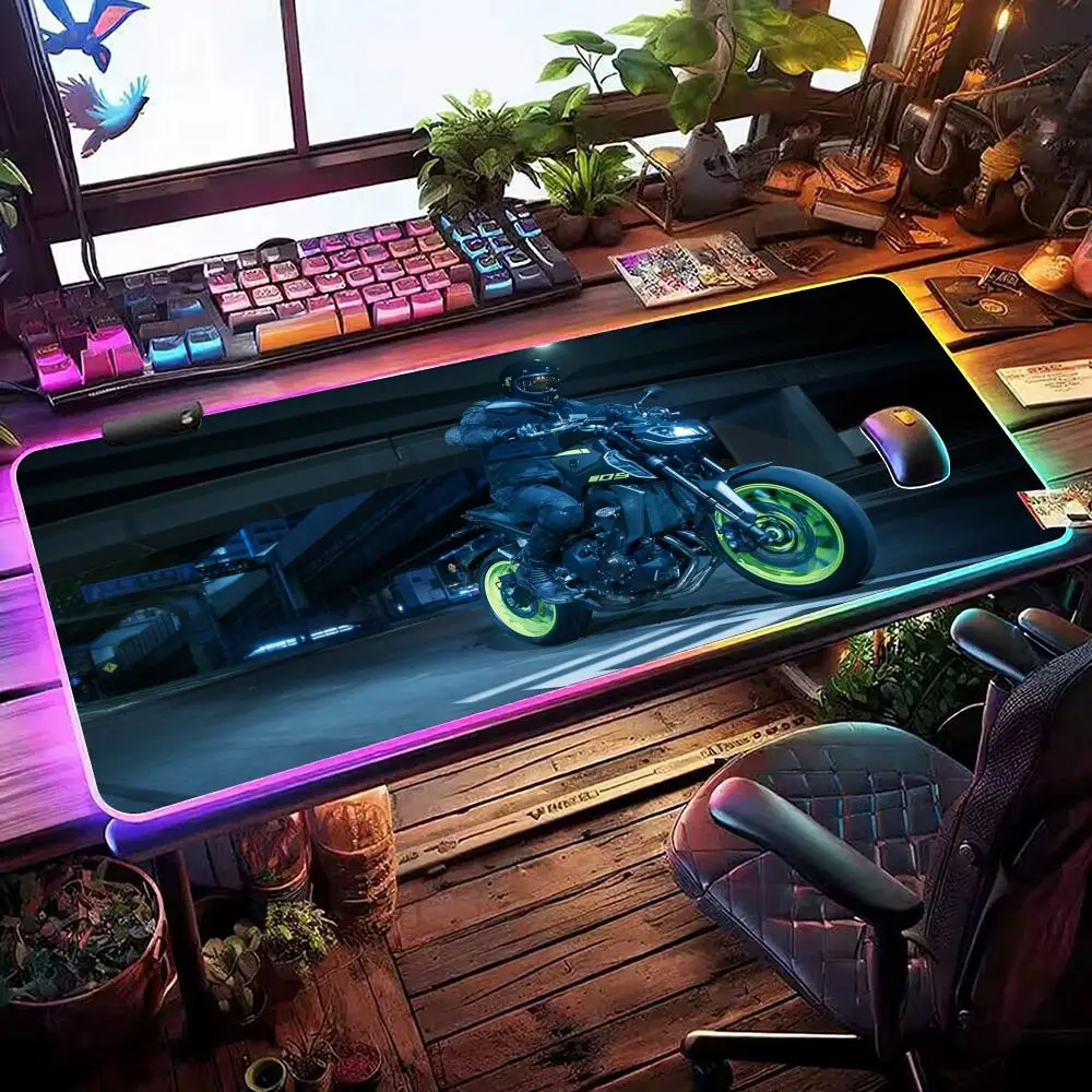 

Мотоциклетный Y-yahama крутой коврик для мыши RGB игровой коврик для мыши настольный коврик HD геймер большой светодиодный светильник XXL коврики для мыши