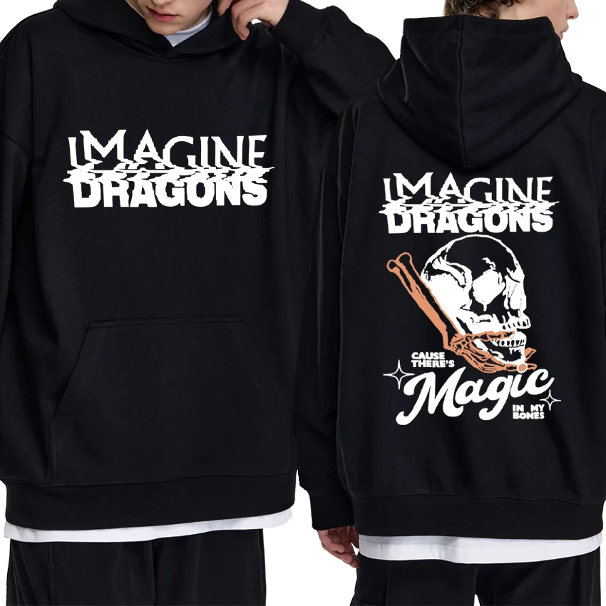 

Imagine Dragons Magic in My Bones Skull Gothic printed Hoodies 2025 Men women punk streetwear Unisex Fleece Long sleeve pullover