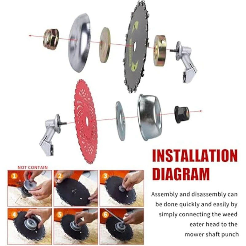 9Inx36teeth Blades&9Inx20t Round Chainsaw Tooth Blades & 10In X 80T Brush Cutter Trimmer Blades With Adapter Kit