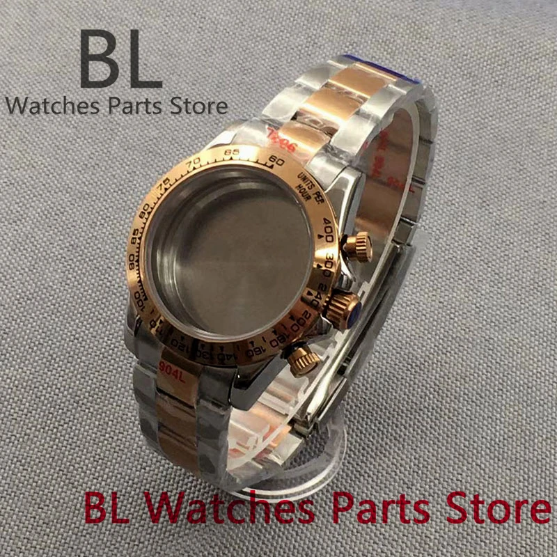 BL 39mm Two-tone Gold Watch Case For VK63 Movement Modified Replacement Watch Accessories  Stainless Steel