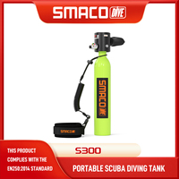 SMACO S300 Mini Scuba Tank 0.5L Portable Mini Diving Tank Reusable Pony Bottle up to 10 Minutes Dive Time Backup Diving Air