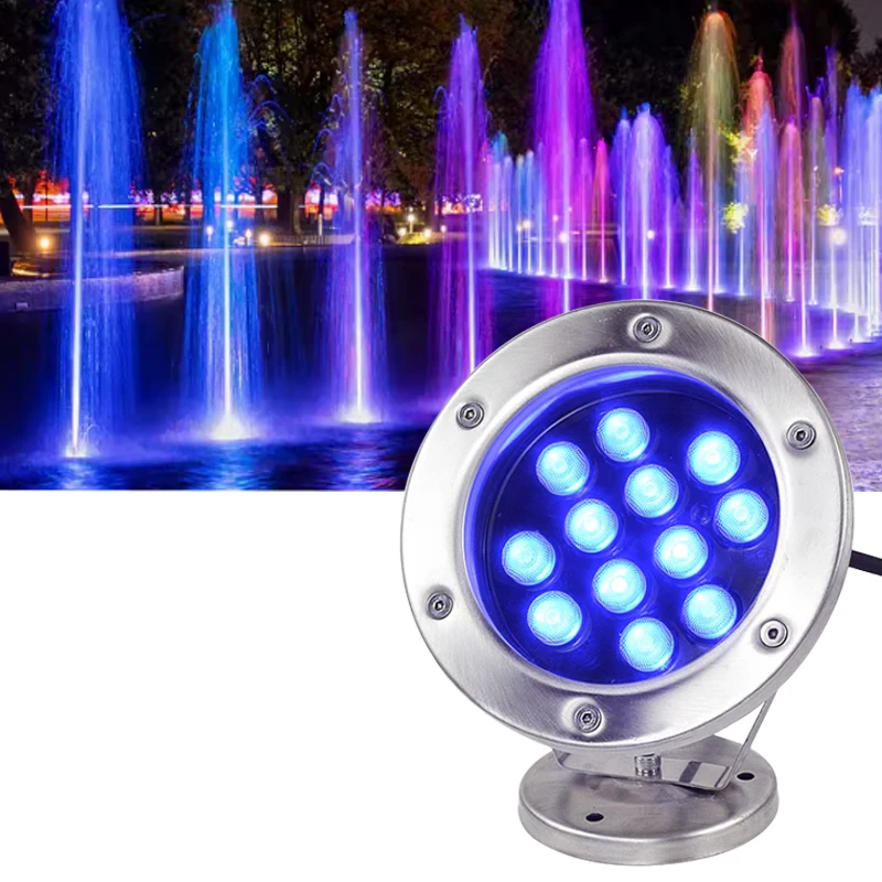 

6w 9w12W 18w 24w Fountain Light LED Underwater Light Adjustable Angle Spotlight IP68 Multi Color Changing Swimming Pool Lamp