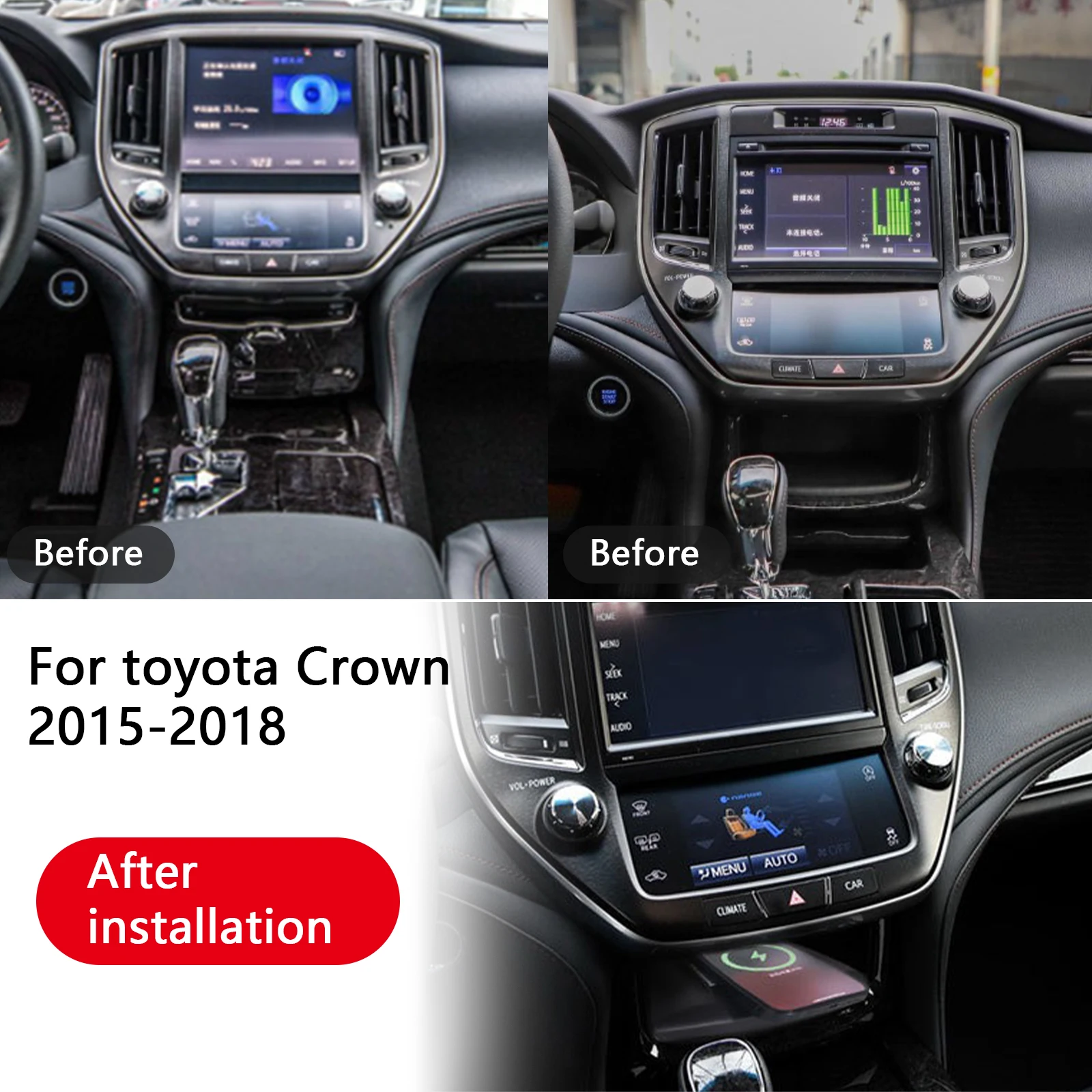2din a trela para toyota coroa 2015-2018 console central do carro carregador de telefone rápido carregador sem fio placa de carregamento suporte de ca