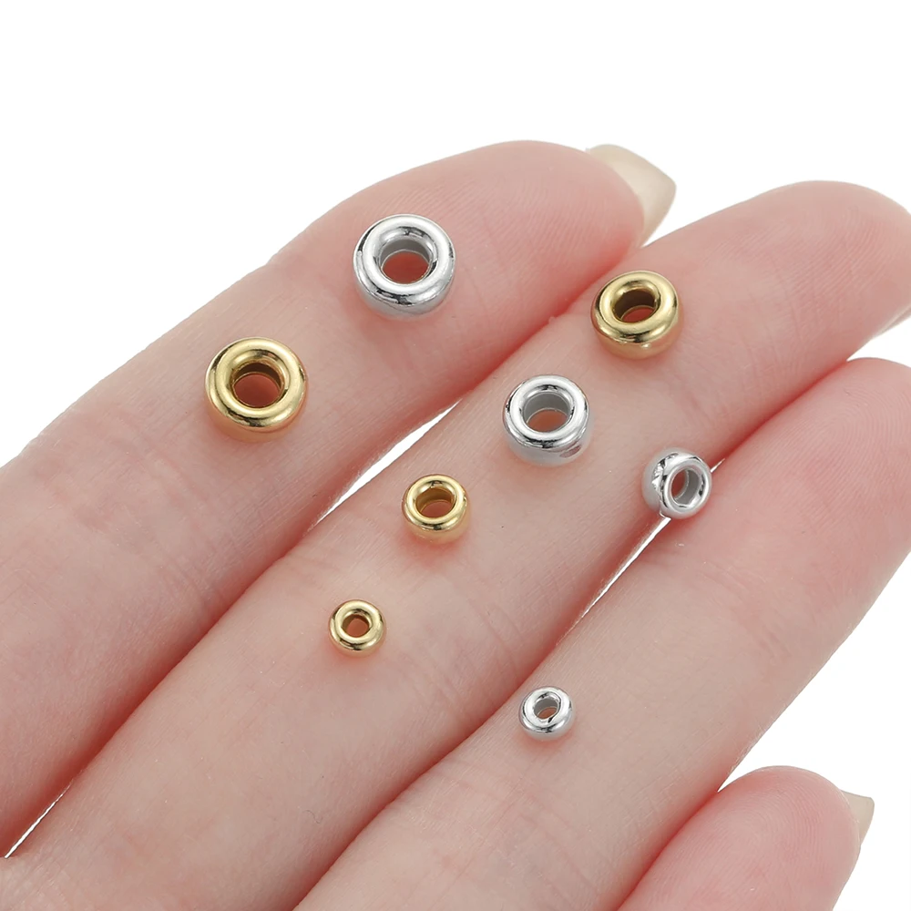 1 pz 925 Sterling Silver 3/4/5/6mm Oro Argento Perline di Colore Per Gioielli FAI DA TE Collana Bracciali Che Fanno Forniture Accessori