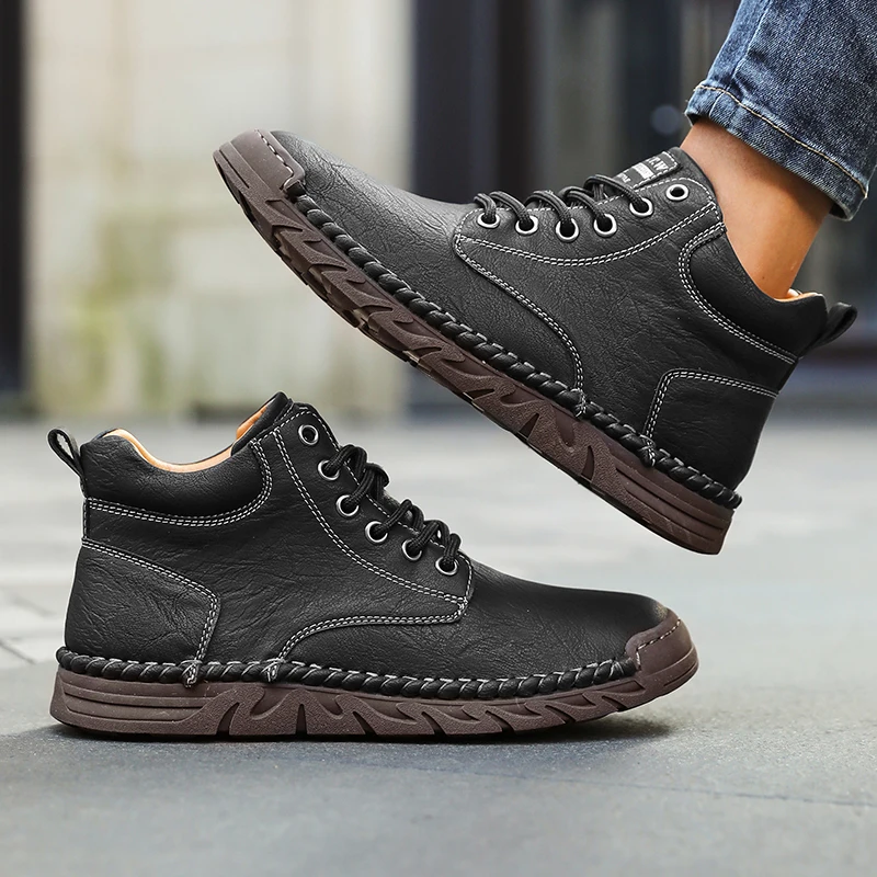 Women's Barefoot Sports Shoes Handmade Men's Boots Ankle Winter Happy Shoes Autumn Outdoor Hiking Boots High Top Shoes Anti Slip