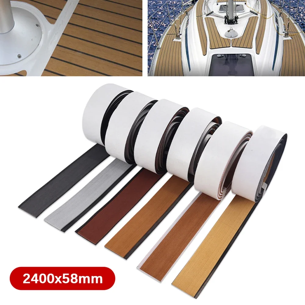 58x2400x5mm Single Strip Imitated Teak Yacht Boat Deck Mat Flooring Brown Anti Skid Mat Pad EVA Foam