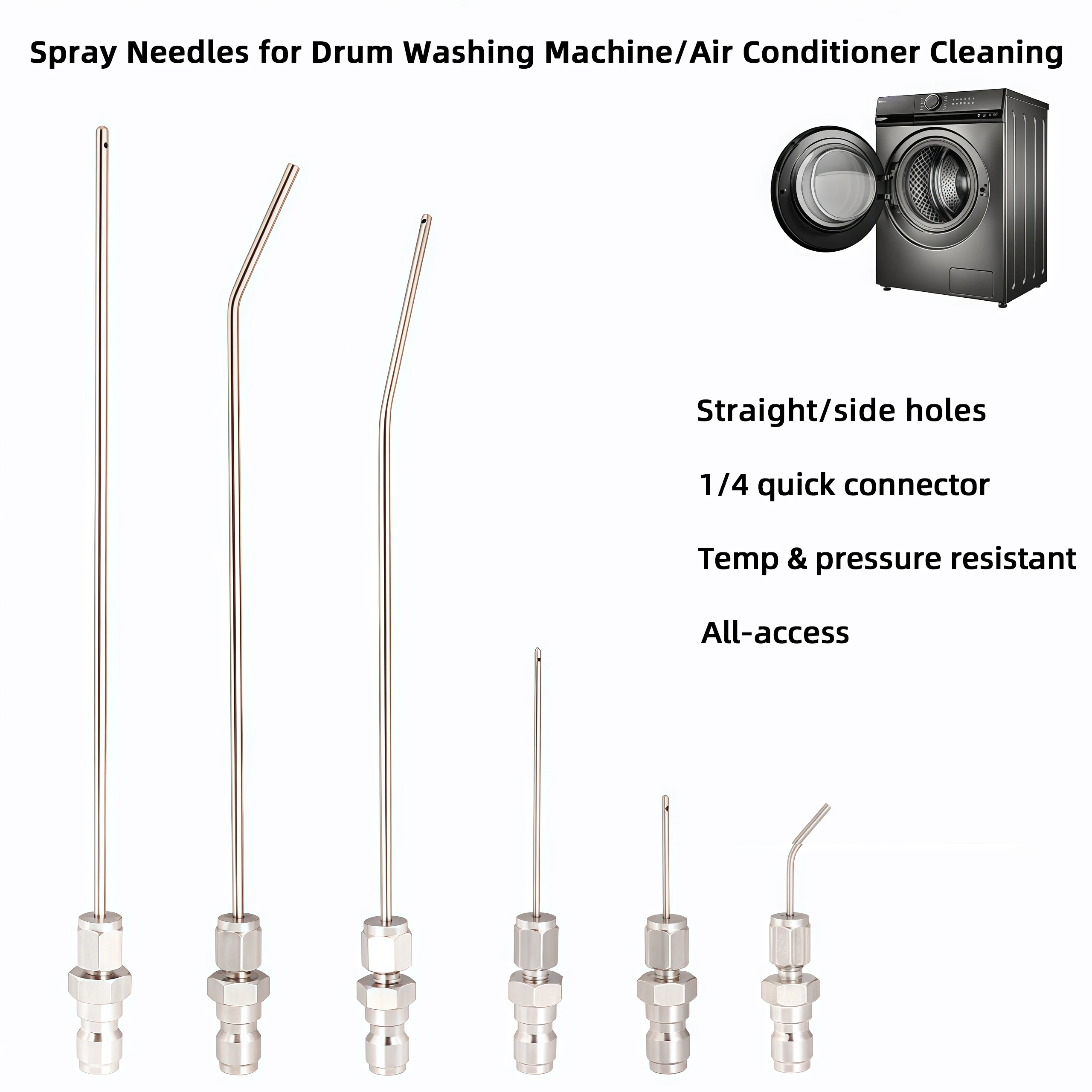 High Pressure Cleaning Needle Nozzle - 2.0mm Straight/Side Jet for Water Heater Tanks & AC Units Cleaning Tool