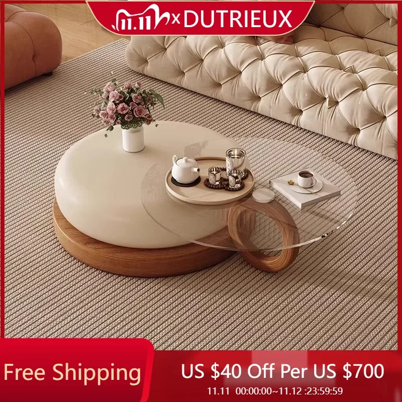 

Glass Transparent Coffee Table Round Minimalist Aesthetic Designer Coffee Table Nordic Modern Mesa Auxiliar Postmodern Furniture