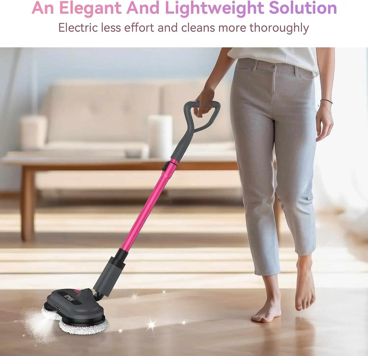 Cordless Electric Spin Mop with Self-Propelled,Water Sprayer,300ML Water Tank and LED Lighting for Hardwood, Tile, Laminate