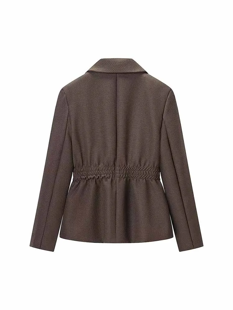 HH 2026 Frau Frühjahr Mode Lange Ärmel Revers Straffen Die Taille Blazer Weibliche Casual Pendeln Street Style Jacke