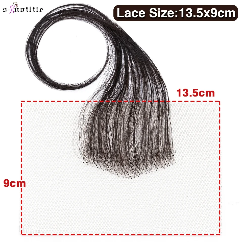 S-noilite 10" Lace Hair Toppers Hair Patch Hand Single Knot Natural Human Hair Replacement Capillary Prothesis Invisible Temple