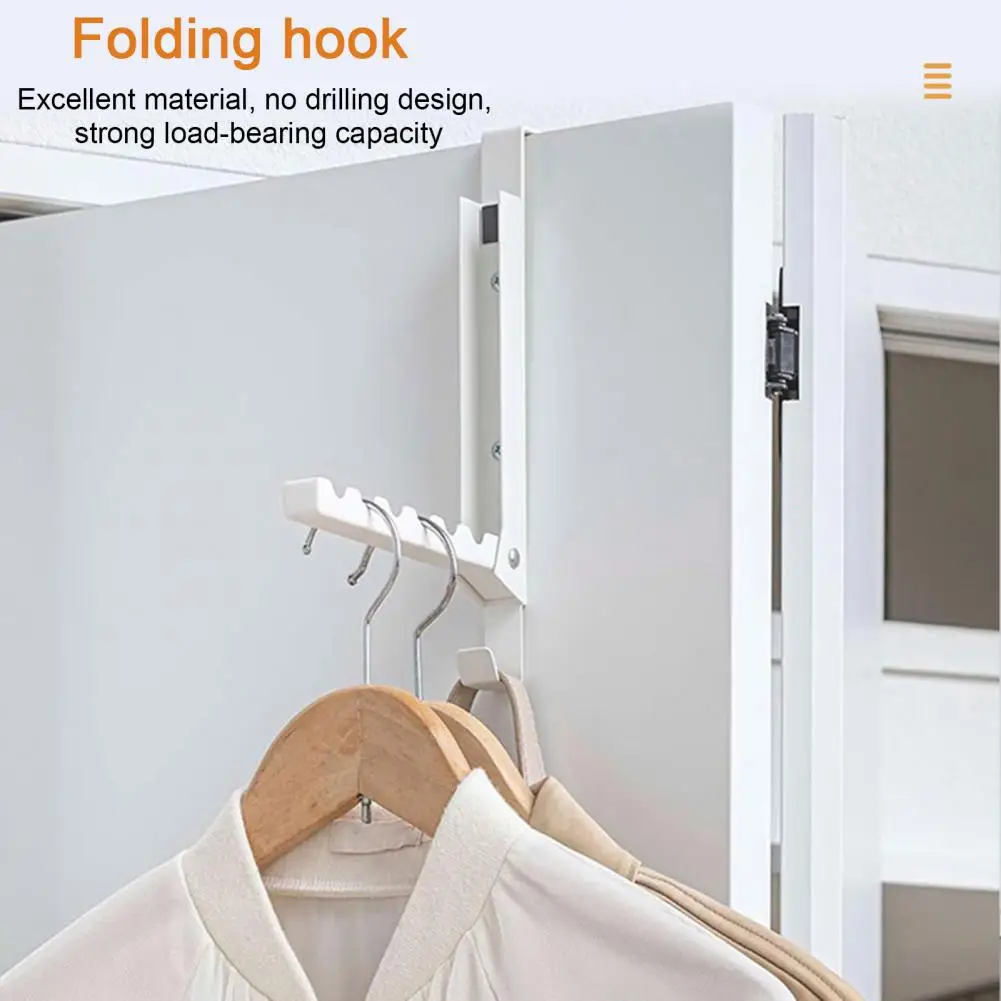 Laundry Rack Foldable Door Clothes Drying Rack with Anti-scratch Coat Hook Organizer Set of 2 Space-saving Storage for Laundry