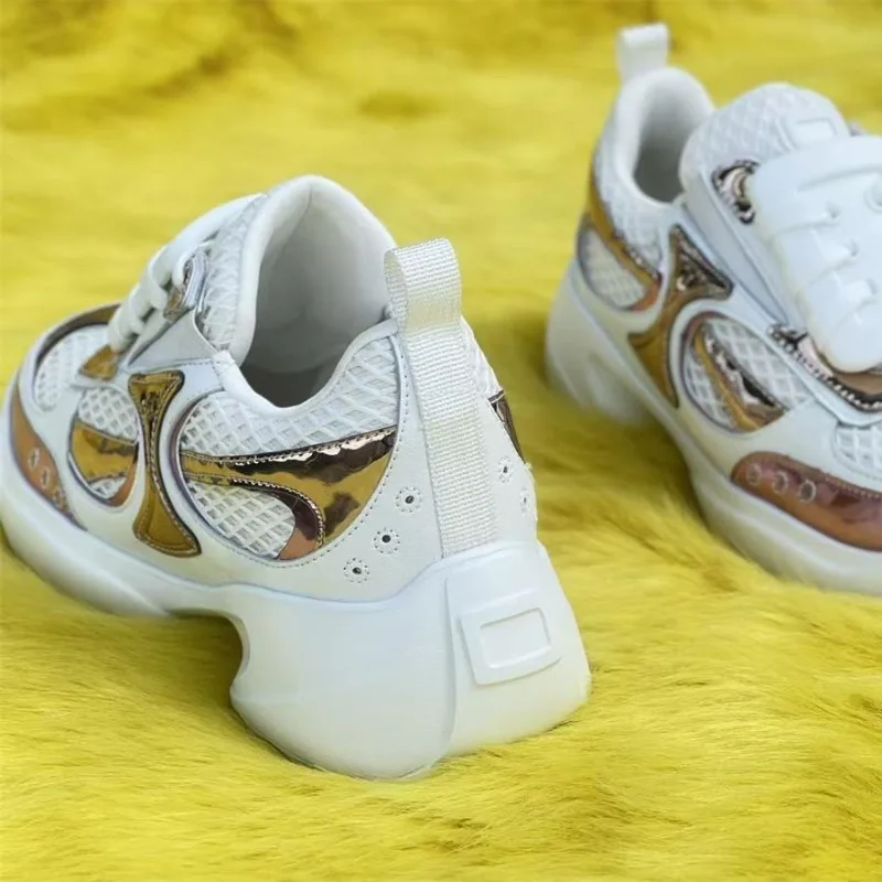 Fashion Designer Women's Shoes New Luxury Rhinestone Casual Shoes for Woman Comfort Air Mesh Chunky Sneakers Zapatillas De Mujer view 6