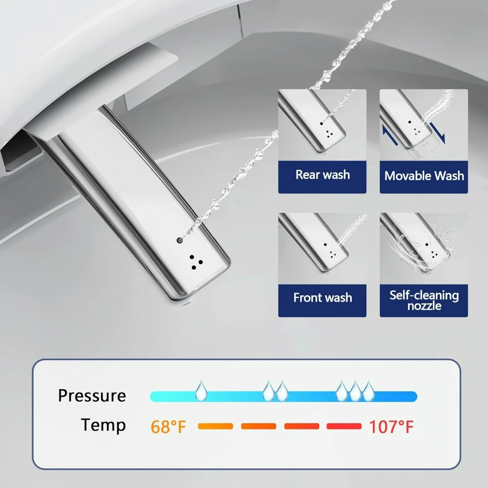 Smart Toilet, Tankless Elongated Electric One Piece Toilet with Smart Bidet, Smart Toilet Bidet Seat 1.28 GPF with Seat Heating