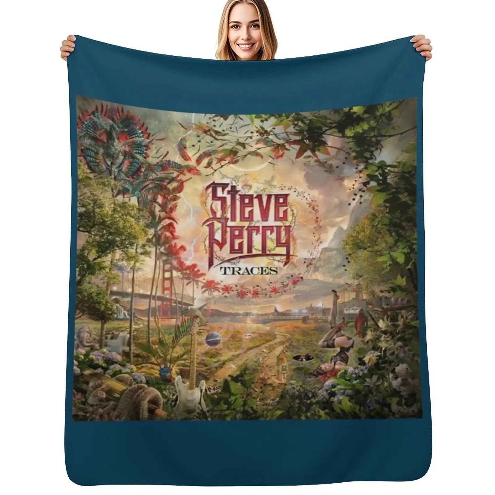 

Mens Steve Perry Soft Fit Throw Blanket Plaid on the sofa Plush Soft Big Soft Beds Blankets