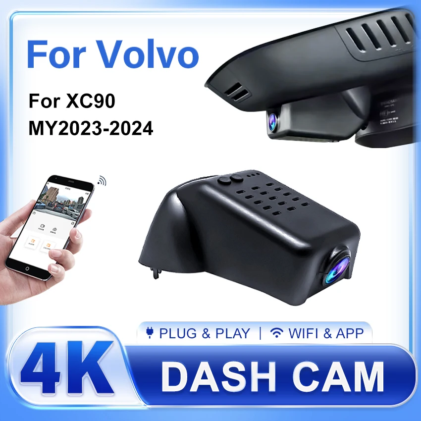 Plug and Play 4K Dash Cam for Car Camera Recorder Dashcam WIFI Car Dvr Recording Devices Accessorie For Volvo XC90 2023-2024
